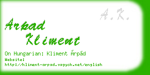 arpad kliment business card